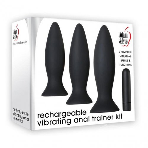 Adam And Eve Rechargeable Vibrating Anal Training Kit Black Sex