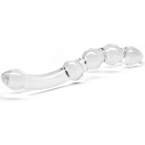 Double Pleasure Glass Dildo 2 Piece Set Clear And Pink