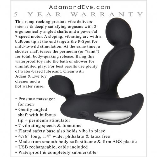 Adam S Vibrating Triple Probe Prostate Massager Black