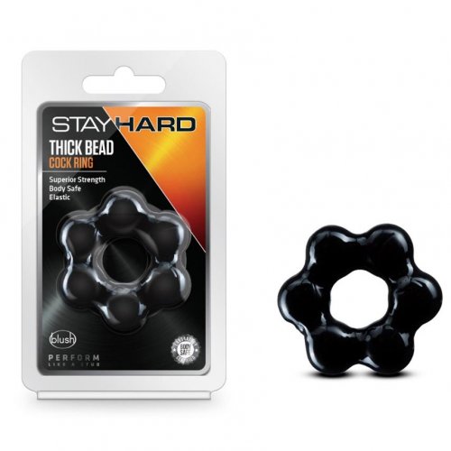 Stay Hard Thick Bead Cock Ring Black Sex Toys And Adult Novelties