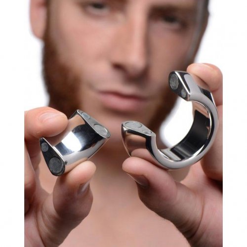 Magna Chute Magnetic Ball Stretcher Silver Sex Toys