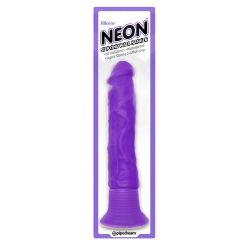 Neon Silicone Vibrating Wall Banger Dildo With Suction Cup - Purple 2 Product Image