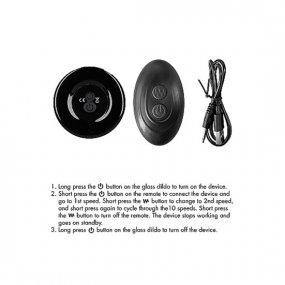 Chystalino Rimly Vibrating Glass Plug with Suction Cup and Remote Control - Black Product Image