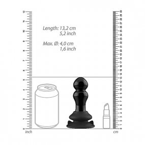 Chystalino Rimly Vibrating Glass Plug with Suction Cup and Remote Control - Black Product Image