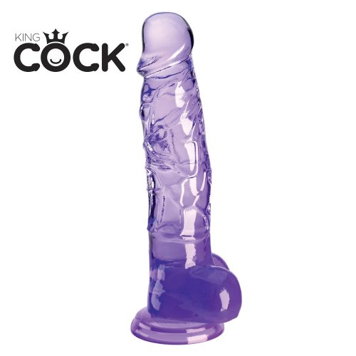 King Cock Clear 8" Dildo with Balls - Purple 1 Product Image