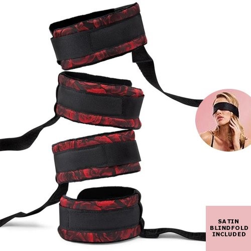 Secret Kisses Rosegasm Bed Restraint Kit with Blindfold 1 Product Image