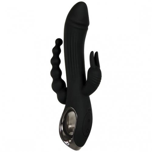 Evolved Trifecta Triple Stim Rechargeable Rabbit Black Sex Toys At Adult Empire