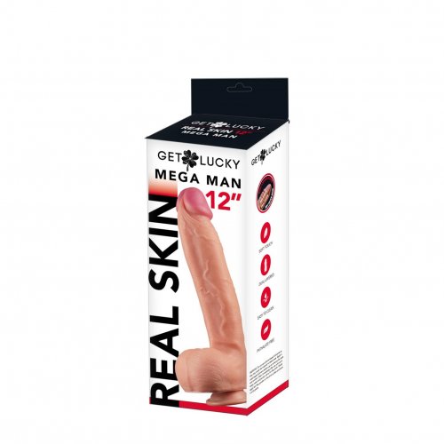 Get Lucky Real Skin 12 Mega Man Dildo Vanilla Sex