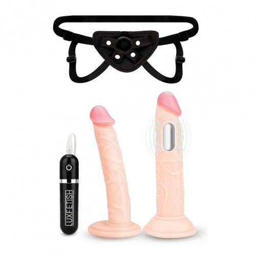 Lux Fetish Strap On Pegging 3 Piece Set With Remote Control Sex Toys