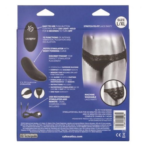 Remote Control Black Lace Vibrating Panty Set L Xl Sex