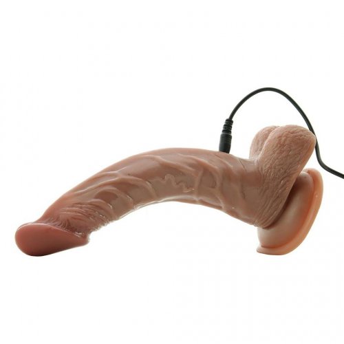 Natural Realskin Curved Shaft 8 Vibrating Hot Cock Brown Sex Toys