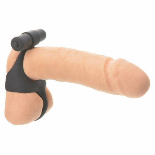 Silicone Vibrating Scrotum Cock Ring With Ball Spreader Black Sex Toys At Adult Empire 5481