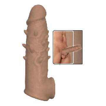 Natural RealSkin Spike Vibrating Penis Xtender Brown Gay Sex Toys Gay DVD Empire