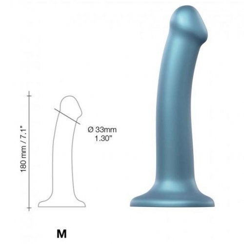 Strap On Me Medium Flexible Dildo Metallic Blue Sex Toys At Adult 