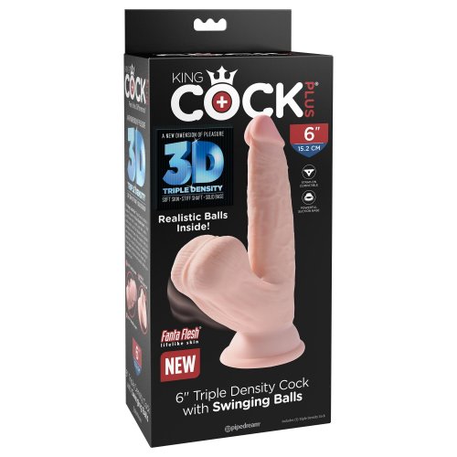 King Cock Plus 6 Triple Density Cock With Swinging Balls