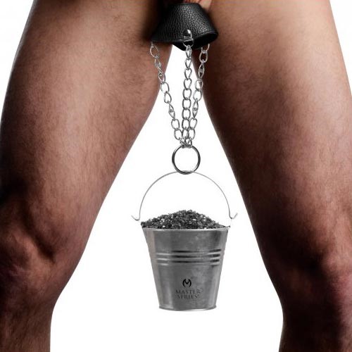 Master Series Hells Bucket Ball Stretcher With Bucket Silver Sex Toys And Adult Novelties