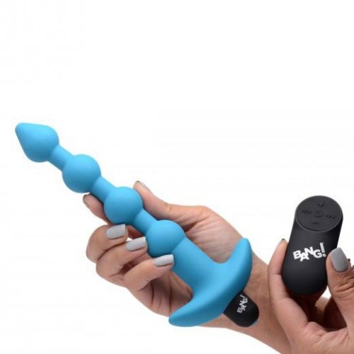 Bang Remote Control Vibrating Silicone Anal Beads Blue