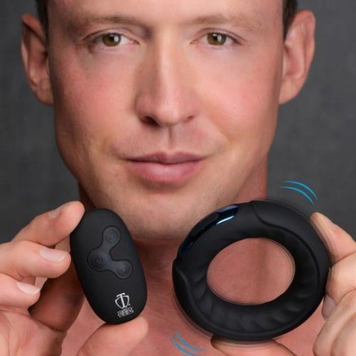 Trinity Vibes Remote Control 7x Rechargeable Silicone Cock Ring Black Sex Toys At Adult Empire