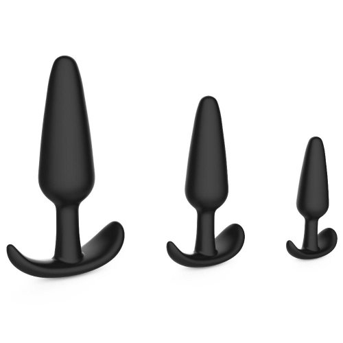 Level Up 3 Piece Silicone Anchor Anal Trainer Kit Black Sex Toys And Adult Novelties Adult