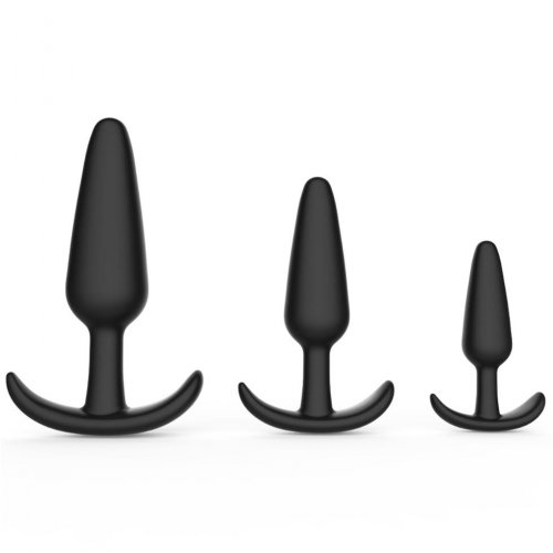 Level Up 3 Piece Silicone Anchor Anal Trainer Kit Black