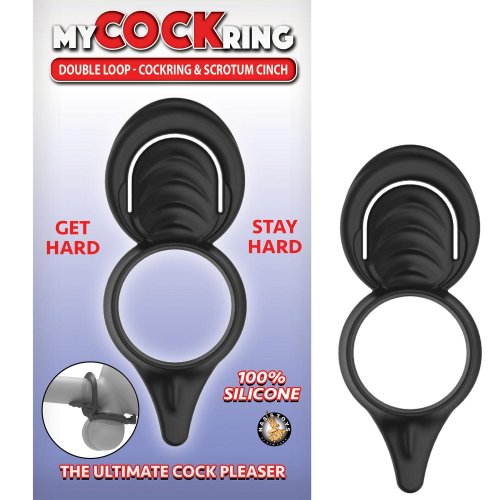 My Cockring Double Loop Cockring And Scrotom Cinch Black Sex Toys