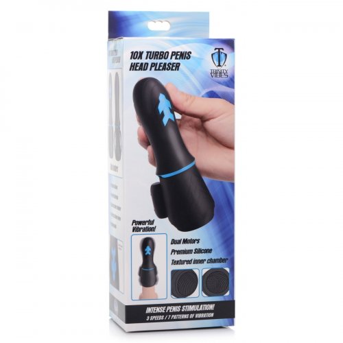 Trinity For Men 10x Turbo Silicone Rechargeable Penis Head Pleaser Blackblue Sex Toys 