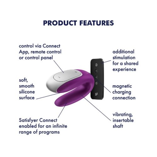 Satisfyer Double Fun Silicone Rechargeable Dual Vibrator With Remote