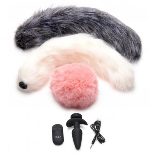 Tailz Vibrating Silicone Anal Plug And 3 Tails With Remote Control Set Sex Toys At Adult Empire