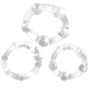 Stay Hard: Beaded Cock Rings - Clear - 3 Pack Image