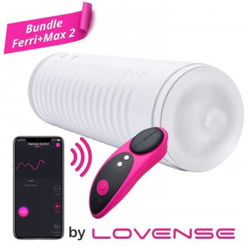 Lovense App and Bluetooth Compatible Max 2 Stroker & Ferri Panty Vibe Long Distance Gift Set  Image