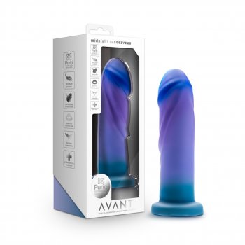 Avant: Midnight Rendezvous Liquid Silicone Suction Cup Dildo - Ocean Blue Image
