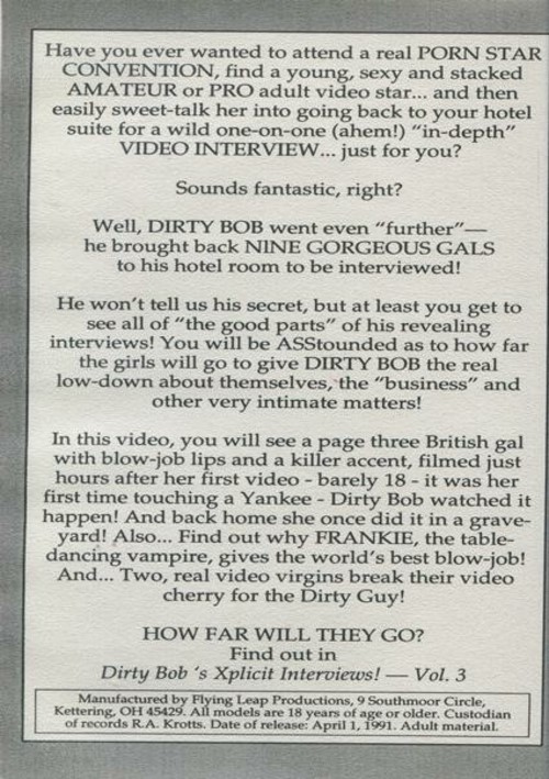 Dirty Bob&#39;s Xcellent Adventures Vol. 3 - Dirty Bob&#39;s Explicit Interviews