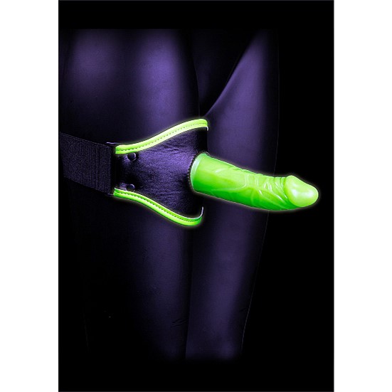 Shots Ouch Strap On Thigh Harness With 5 Silicone Dildo Glow In The