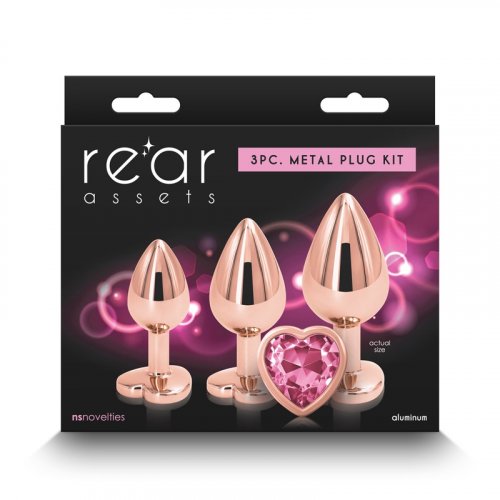 Rear Assets Rose Gold Pink Heart Gem Aluminum Butt Plug Trainer Kit Sex Toy Hotmovies 6476