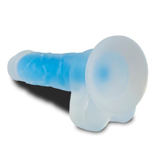 Glow Rave 6 5 Glow In The Dark Suction Cup Dildo Clear Blue Sex Toy Hotmovies