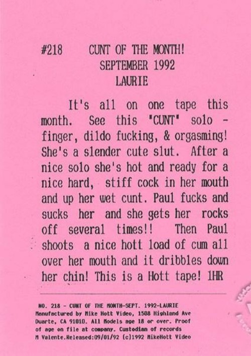 Cunt Of The Month! September 1992: Laurie