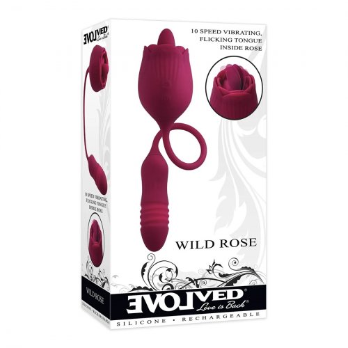 Evolved Wild Rose Double Sided Thrusting Bullet With Tongue Flicking Rose Sex Toys And Adult