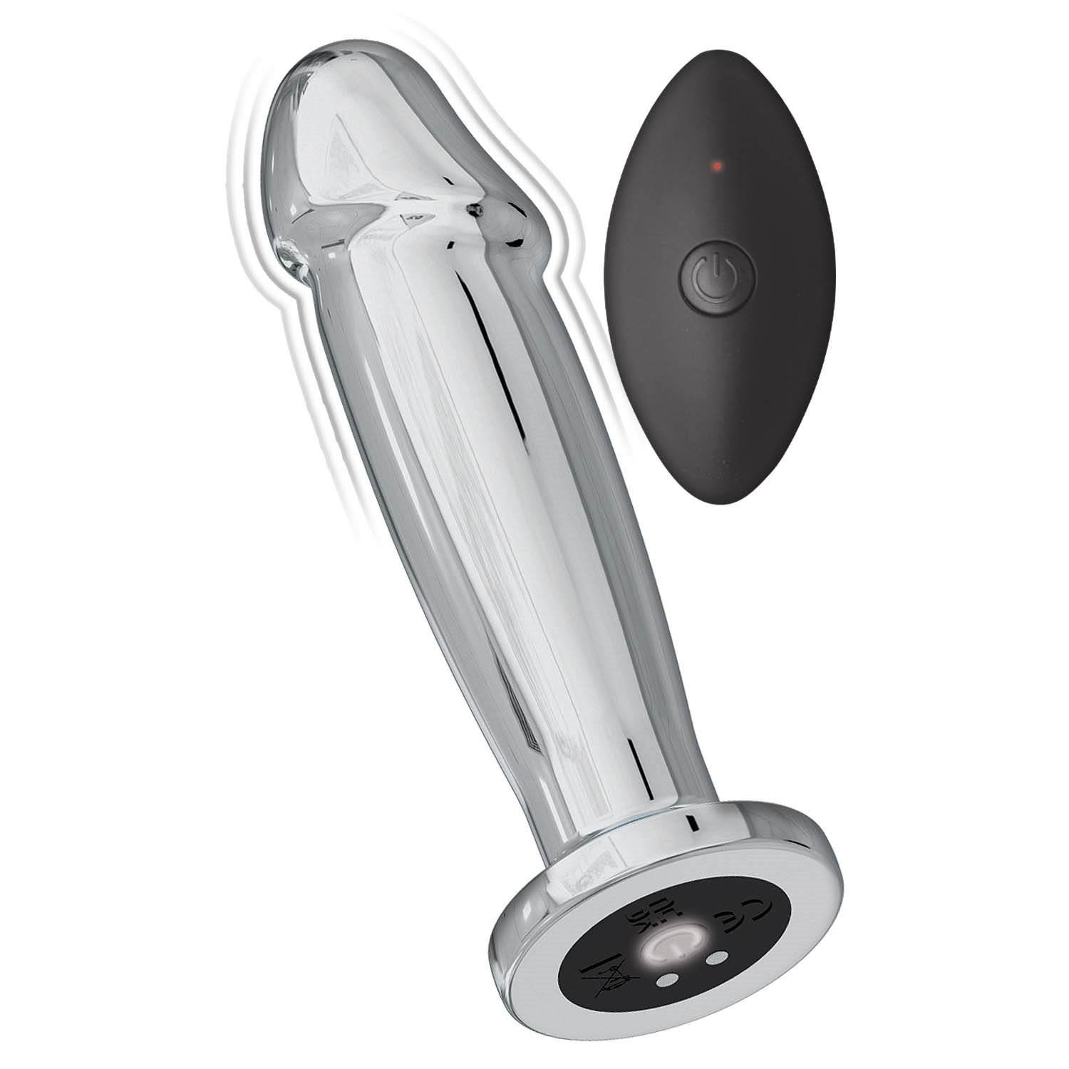 Ass Sation Remote Controlled Vibrating Metal Anal Ecstasy Plug Silver