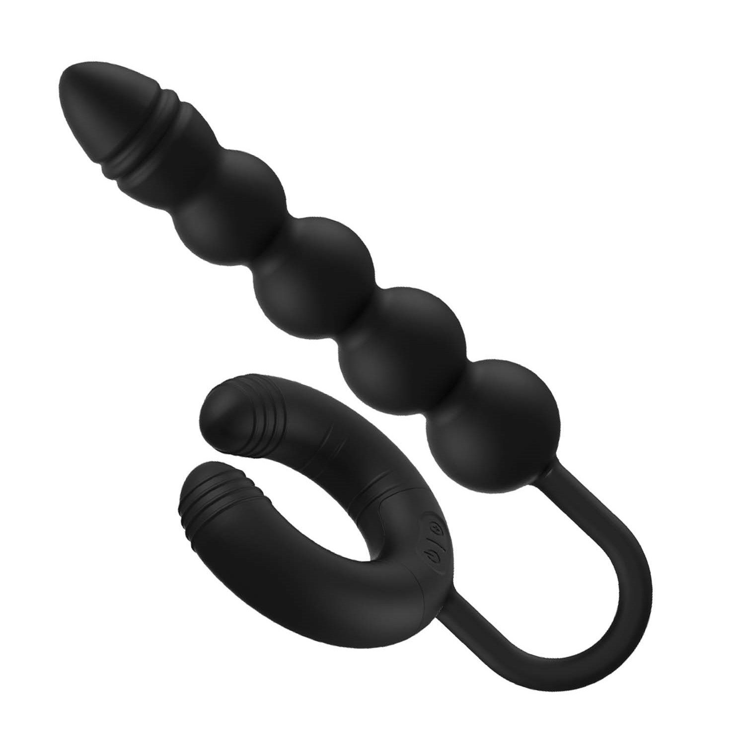 Atomic Dual Exciter Vibrating Anal Beads with Attached Ring Sex Toy -  HotMovies