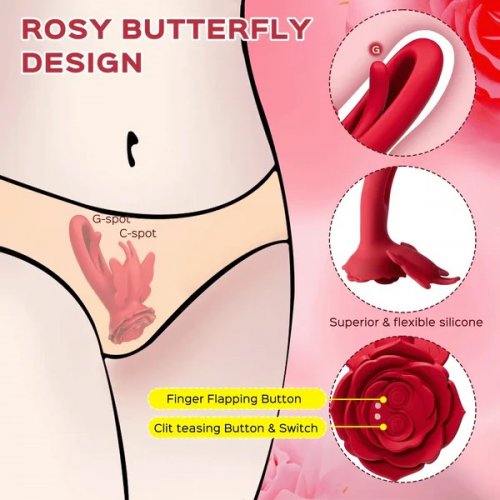 Layla Rosy Flapping Remote Controlled G Spot Vibrator With Butterfly