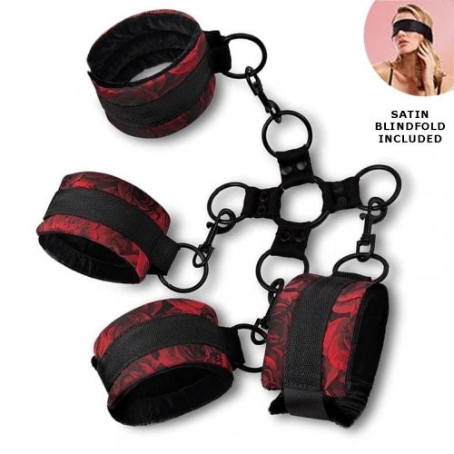 Secret Kisses Rosegasm 5 Piece Hogtie Set With Blindfold Sex Toy