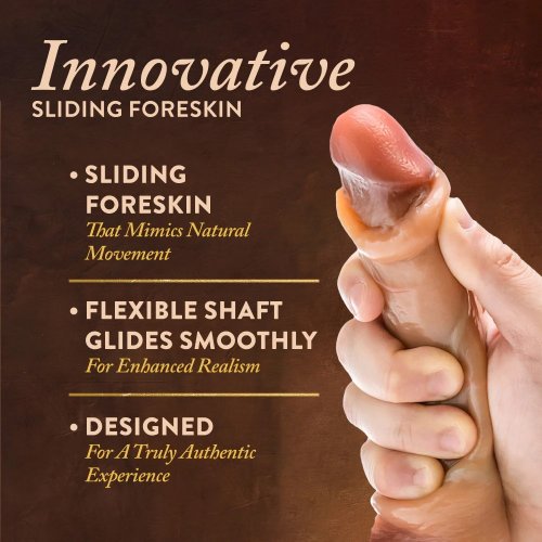 Renaissance Davinci 8 Sliding Foreskin Dildo With Squeezable Balls Tan Sex Toy Hotmovies