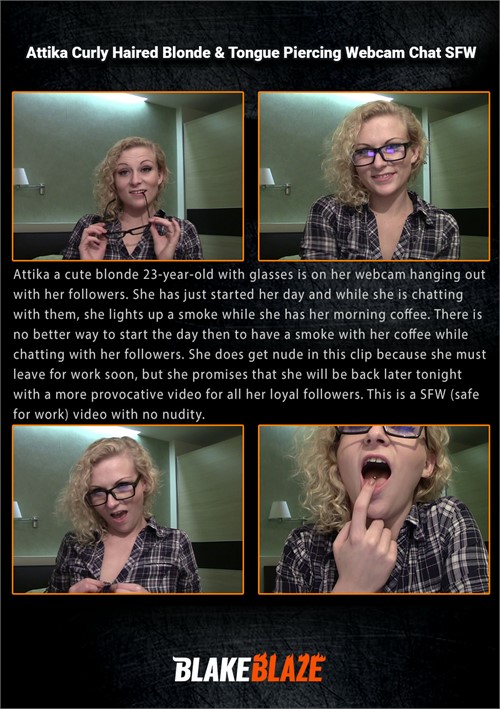 Attika Curly Haired Blonde &amp; Tongue Piercing Webcam Chat SFW