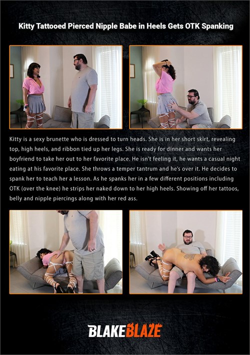 Kitty Tattooed Pierced Nipple Babe in Heels Gets OTK Spanking