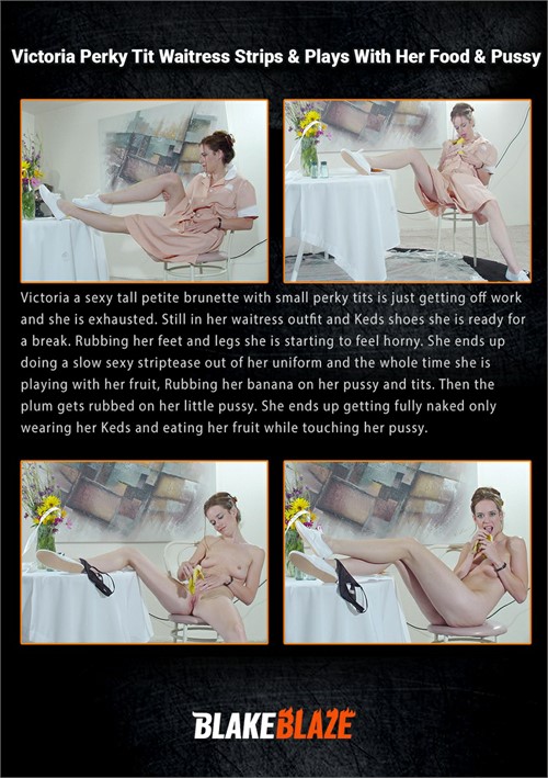 Victoria Perky Tit Waitress Strips &amp; Plays With Her Food &amp; Pussy