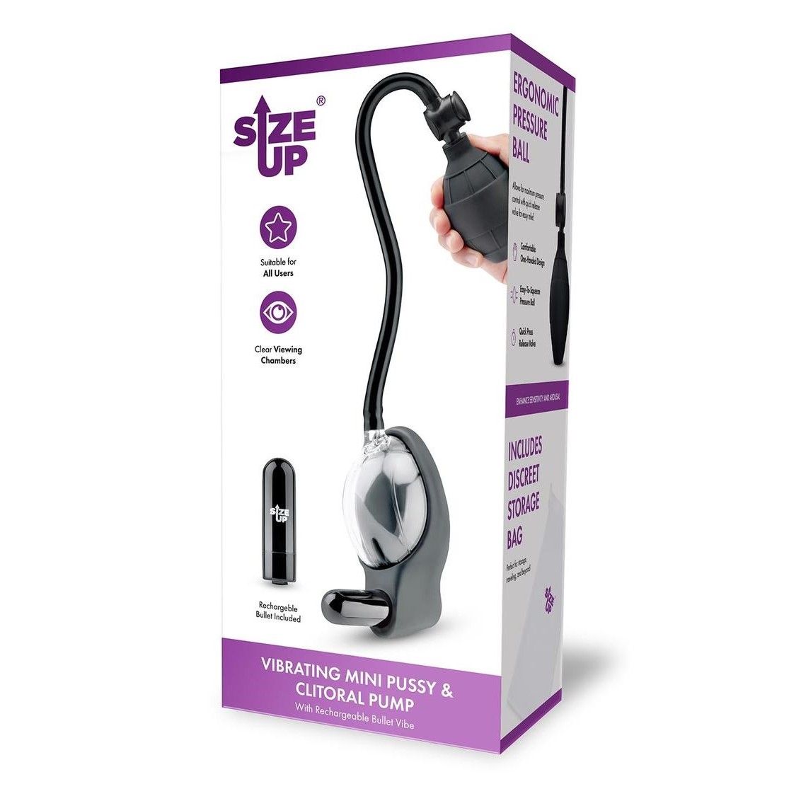 Size Up Vibrating Mini Pussy & Clitoral Pump with Rechargeable Bullet Vibe  Sex Toy | GameLink