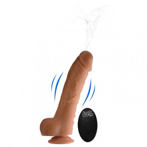 Loadz Vibrating Squirting 8.5" Dildo with Remote Control - Caramel Sex
