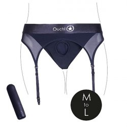 Ouch! Vibrating Black Strap-on Thong with Adjustable Garters - M/L Ouch! Vibrating Black Strap-on Thong with Adjustable Garters - M/L Boxcover