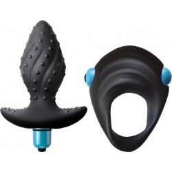 Rocks Off Ibex Vibrating Cock Ring and Butt Plug - Blue and Black Rocks Off Ibex Vibrating Cock Ring and Butt Plug - Blue and Black Boxcover