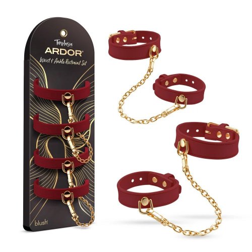 Temptasia Ardor Silicone Wrist & Ankle Restraints - Red